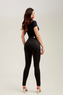 Calça Jeans Skinny Modeladora Cós Médio Preto Intenso