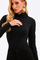 Blusa Gola Alta Manga Longa Curve Preta