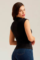 Blusa Drapeada Gola Alta Curve Preta