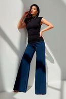 Blusa Drapeada Gola Alta Curve Preta