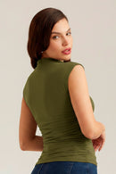 Blusa Drapeada Gola Alta Curve Verde