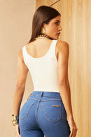 Body Duplo Decote Quadrado Alça Larga Curve Off White
