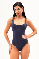 Body Dupla Face Decote Quadrado Alça Larga Curve Preto e Azul Marinho