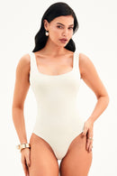 Body Duplo Decote Quadrado Alça Larga Curve Off White