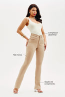 Calça Jeans Boot Cut Modeladora Cós Médio Nude