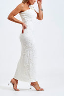 Vestido Longo Um Ombro Só Perfect Stretch Off White