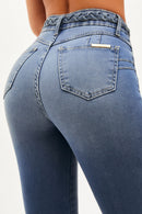 Calça Jeans Reta Modeladora Apaixonante Cós Alto