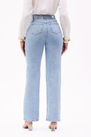 Calça Jeans Reta Basic Cós Super Alto Clara
