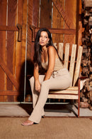 Calça Jeans Boot Cut Modeladora Cós Médio Nude