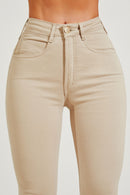 Calça Jeans Boot Cut Modeladora Cós Médio Nude