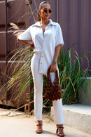 Calça Reta Comfort Office Off White