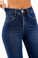 Calça Jeans Reta Modeladora Curva dos Sonhos Cós Médio Escura