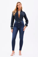 Calça Jeans Skinny Modeladora Curva dos Sonhos Cós Médio