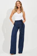 Calça Jeans Wide Leg Soul Cós Super Alto Escura