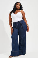 Calça Jeans Wide Leg Soul Cós Super Alto Escura
