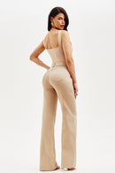 Calça Jeans Wide Leg Soul Cós Médio Nude