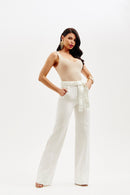 Calça Jeans Wide Leg Soul Cós Super Alto Off White