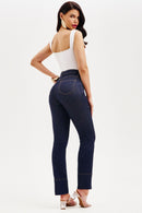 Calça Jeans Reta Soul Cós Super Alto Escura