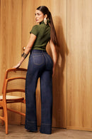 Calça Jeans Wide Leg Soul Cós Super Alto Escura