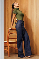 Calça Jeans Wide Leg Soul Cós Super Alto Escura