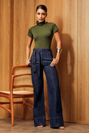 Calça Jeans Wide Leg Soul Cós Super Alto Escura