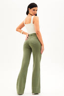 Calça Jeans Wide Leg Soul Cós Médio Verde Militar