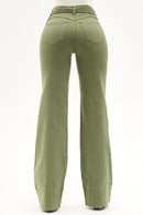 Calça Jeans Wide Leg Soul Cós Médio Verde Militar