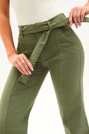 Calça Jeans Wide Leg Soul Cós Médio Verde Militar