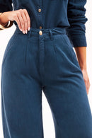 Calça Pantalona de Linho Dunas Azul Marinho