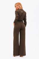 Calça Pantalona de Linho Dunas Coffee