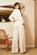Calça Pantalona de Linho Dunas Areia