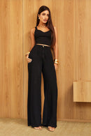 Calça Pantalona de Linho Dunas Preta