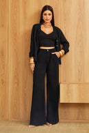 Calça Pantalona de Linho Dunas Preta