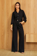 Calça Pantalona de Linho Dunas Preta