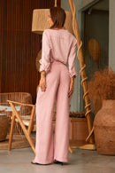 Calça Pantalona de Linho Dunas Rosa