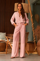 Calça Pantalona de Linho Dunas Rosa
