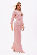 Calça Pantalona de Linho Dunas Rosa