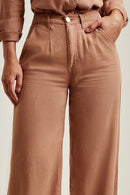 Calça Pantalona de Linho Dunas Terra