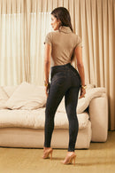 Calça Jeans Skinny Modeladora Mega Bumbum Fantástica Cós Alto