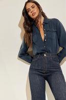 Calça Jeans Wide Leg Modeladora Fantástica Cós Super Alto Barra Corte a Laser