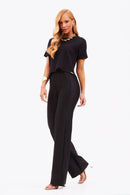 Calça Wide Leg Modeladora Glam Cós Alto Preta