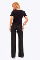 Calça Wide Leg Modeladora Glam Cós Alto Preta