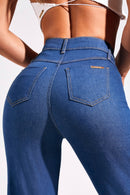 Calça Jeans Wide Leg Modeladora Cós Médio
