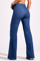 Calça Jeans Wide Leg Modeladora Cós Médio