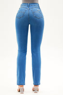 Calça Jeans Reta Mega Bumbum Cós Médio