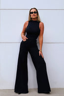 Calça Jeans Pantalona Modeladora Cós Médio Preta