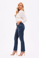 Calça Jeans Reta Modeladora Essencial Cós Super Alto Barra Tradicional
