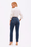 Calça Jeans Reta Modeladora Essencial Cós Super Alto Barra Tradicional