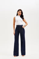 Calça Jeans Wide Leg Soul Cós Super Alto Escura