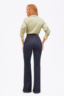Calça Jeans Wide Leg Modeladora Fantástica Cós Super Alto Barra Tradicional